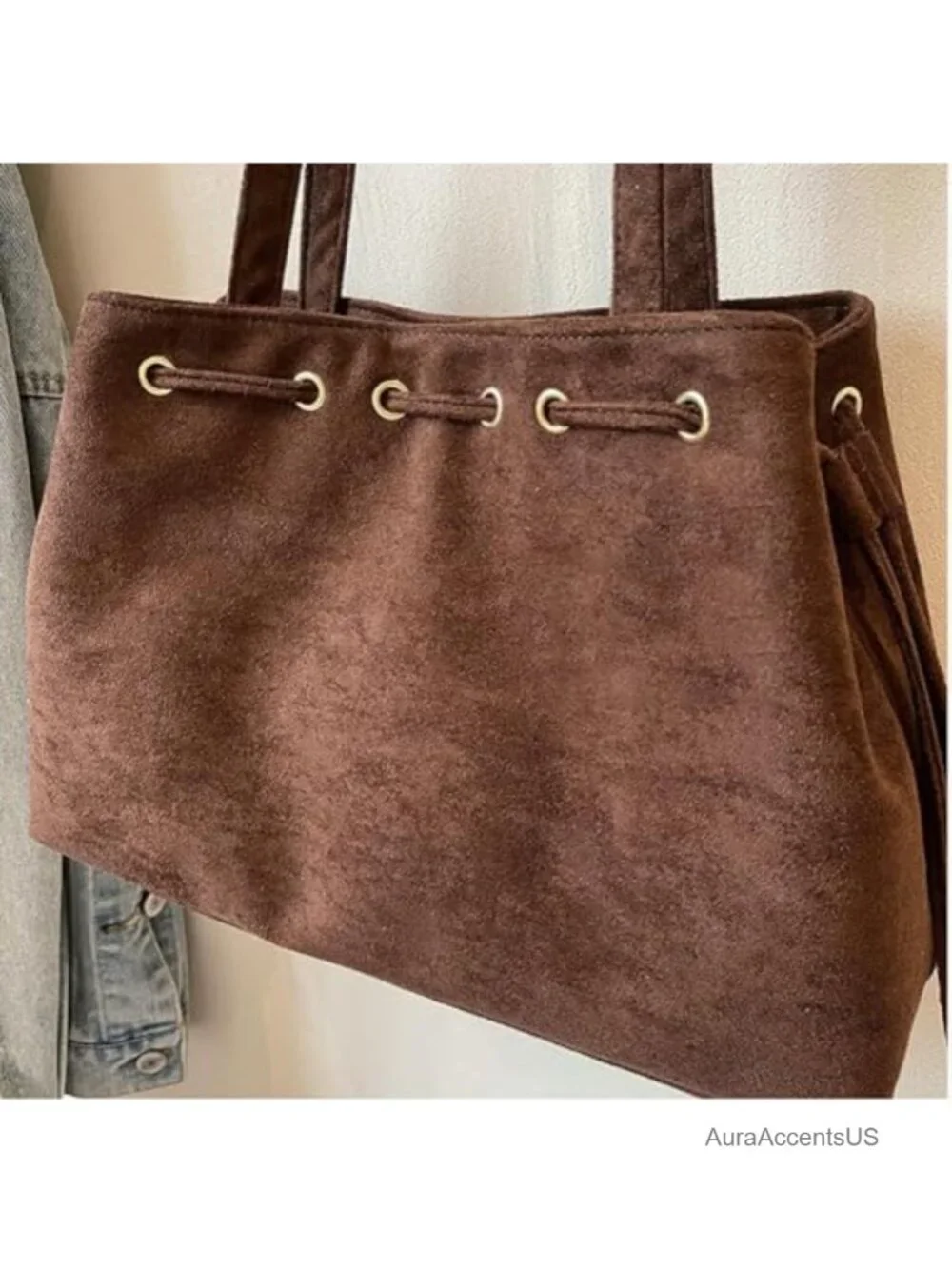Slouchy Suede Hobo Bucket Bag Women Underarm Shoulder Crossbody Purses College